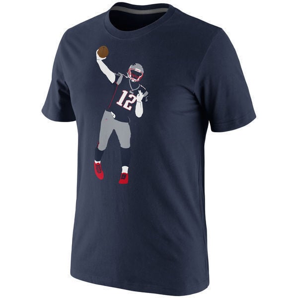 Tom Brady 12 New England Patriots Navy Graphic T-Shirt – Football Fan Tee