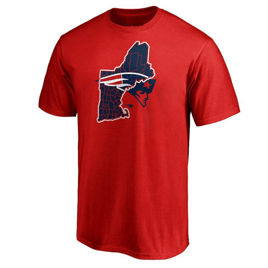 New England Patriots Red T-Shirt – State Outline Logo, Graphic Tee, Fan Apparel
