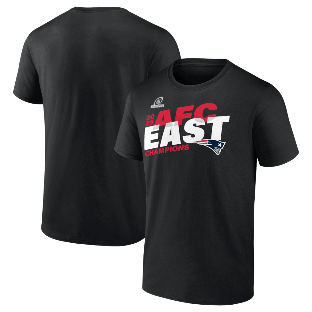 New England Patriots 2025 AFC East Division Champions Conquer T-Shirt - Black