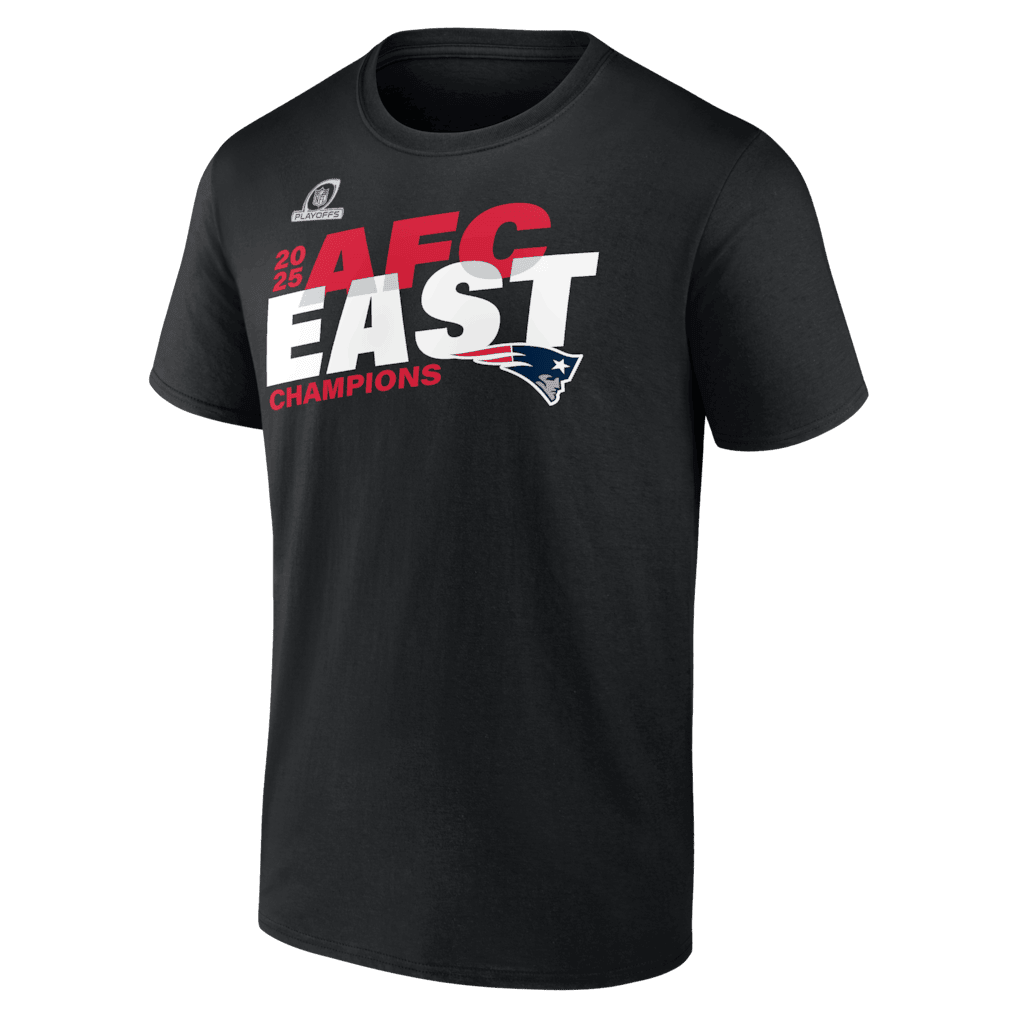 New England Patriots 2025 AFC East Division Champions Conquer T-Shirt - Black