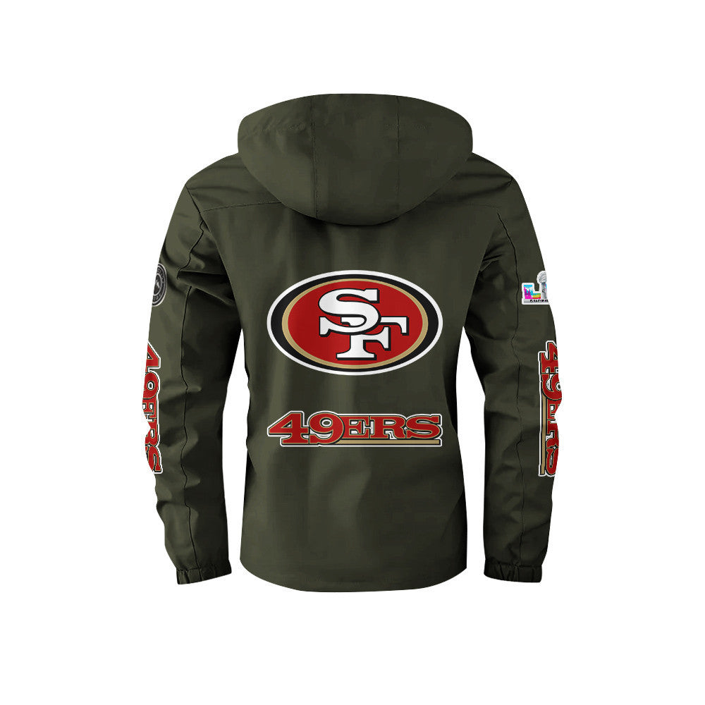 San Francisco 49ers 2026 Super Bowl LX Army Green Parka Coat – Printed Logos