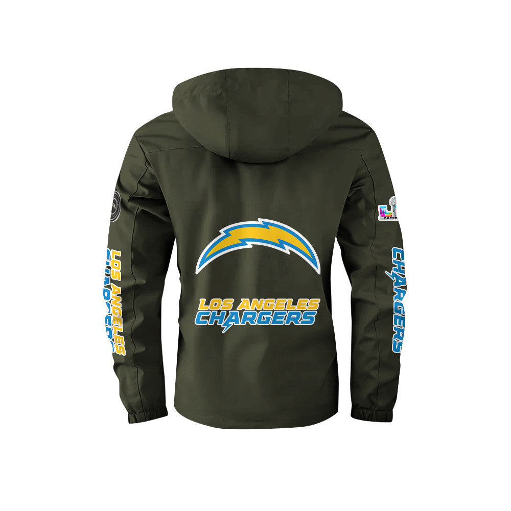 Los Angeles Chargers 2026 Super Bowl LX Army Green Parka Coat – Printed Logos