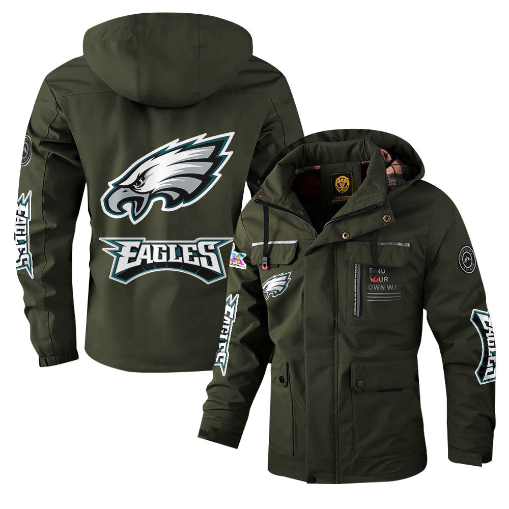 Philadelphia Eagles 2026 Super Bowl LX Army Green Parka Coat – Printed Logos