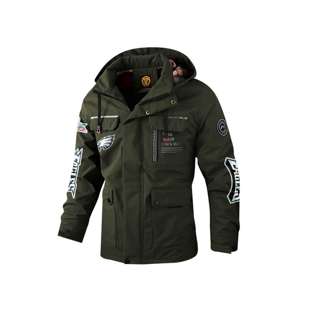 Philadelphia Eagles 2026 Super Bowl LX Army Green Parka Coat – Printed Logos