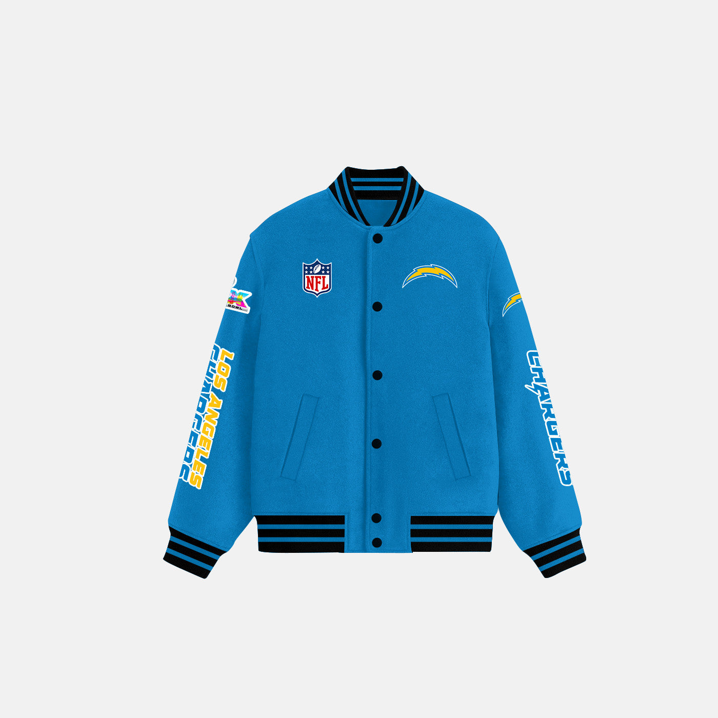 Los Angeles Chargers Varsity Jacket – Fully Embroidered Logos, Fan Edition