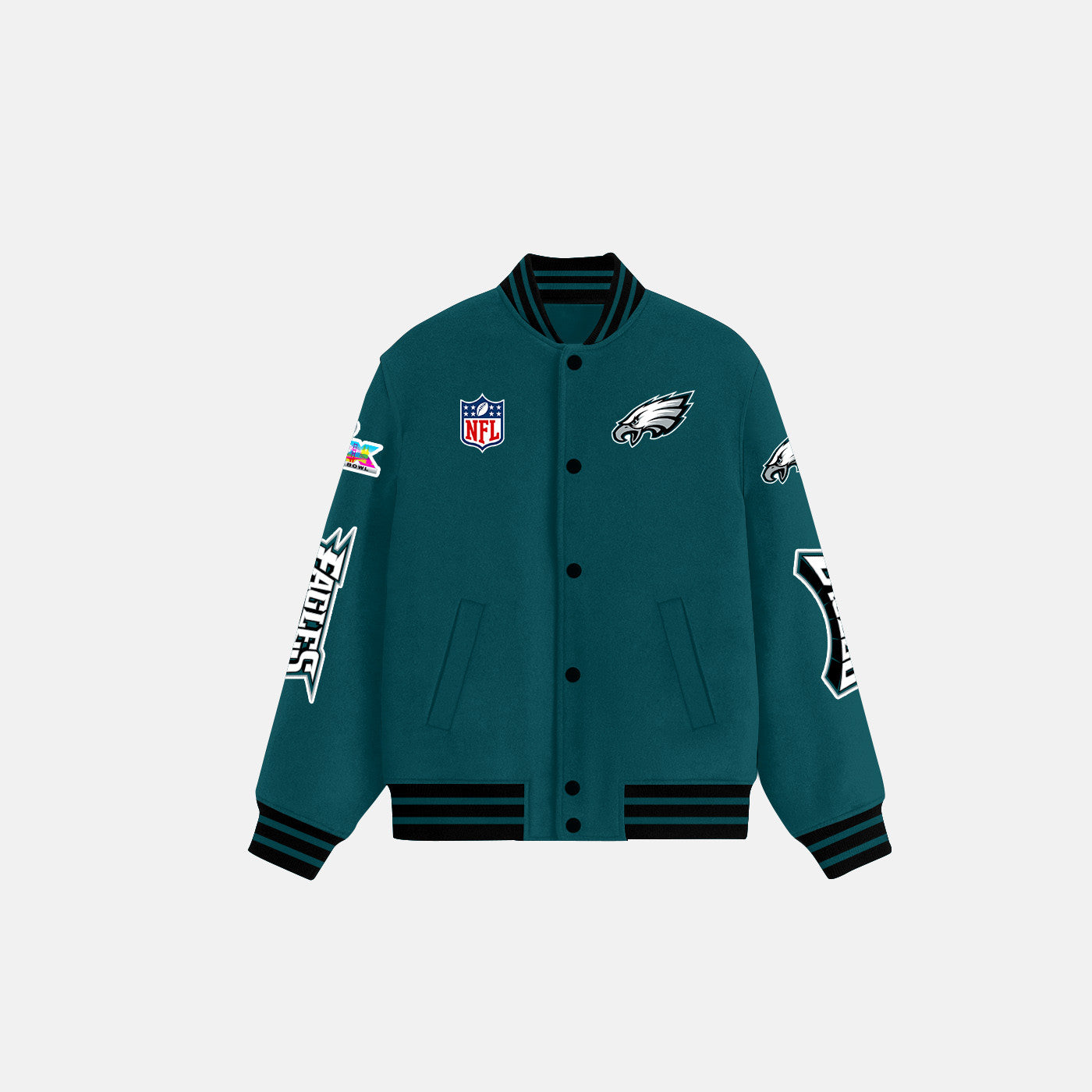 Philadelphia Eagles Varsity Jacket Green – Fully Embroidered Logos, Fan Edition