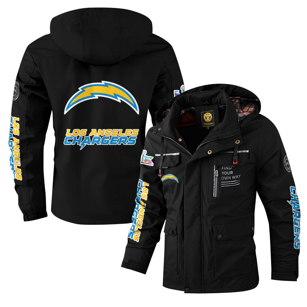 Los Angeles Chargers 2026 Super Bowl LX Black Parka Coat – Printed Logos