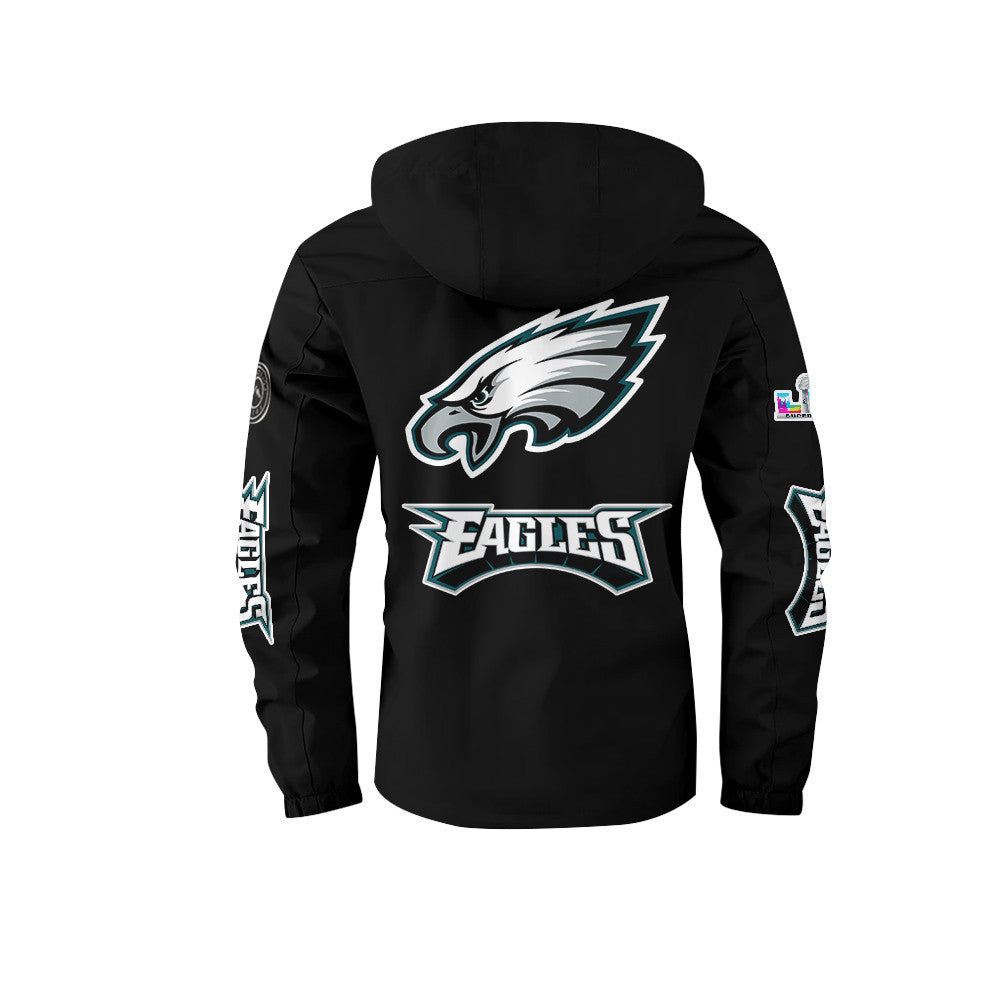 Philadelphia Eagles 2026 Super Bowl LX Black Parka Coat – Printed Logos