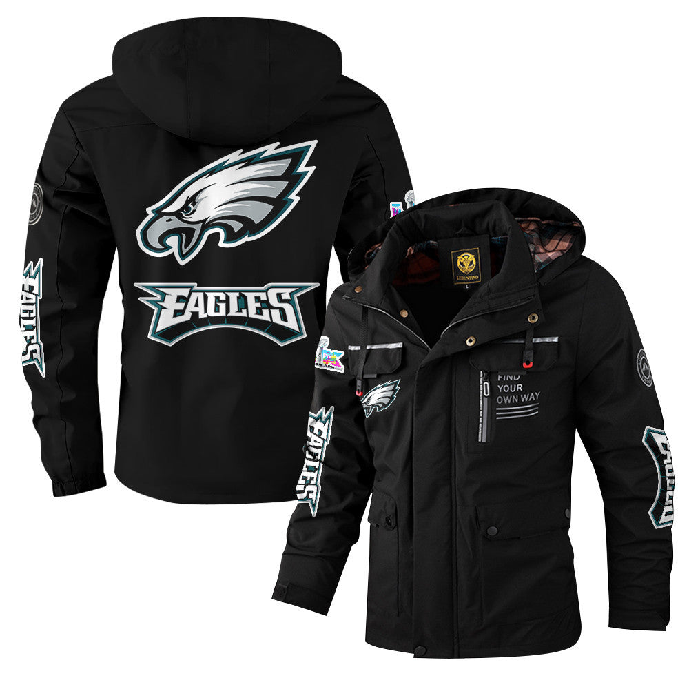 Philadelphia Eagles 2026 Super Bowl LX Black Parka Coat – Printed Logos