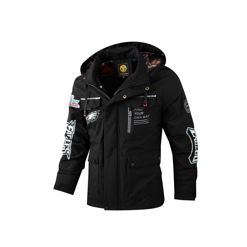 Philadelphia Eagles 2026 Super Bowl LX Black Parka Coat – Printed Logos