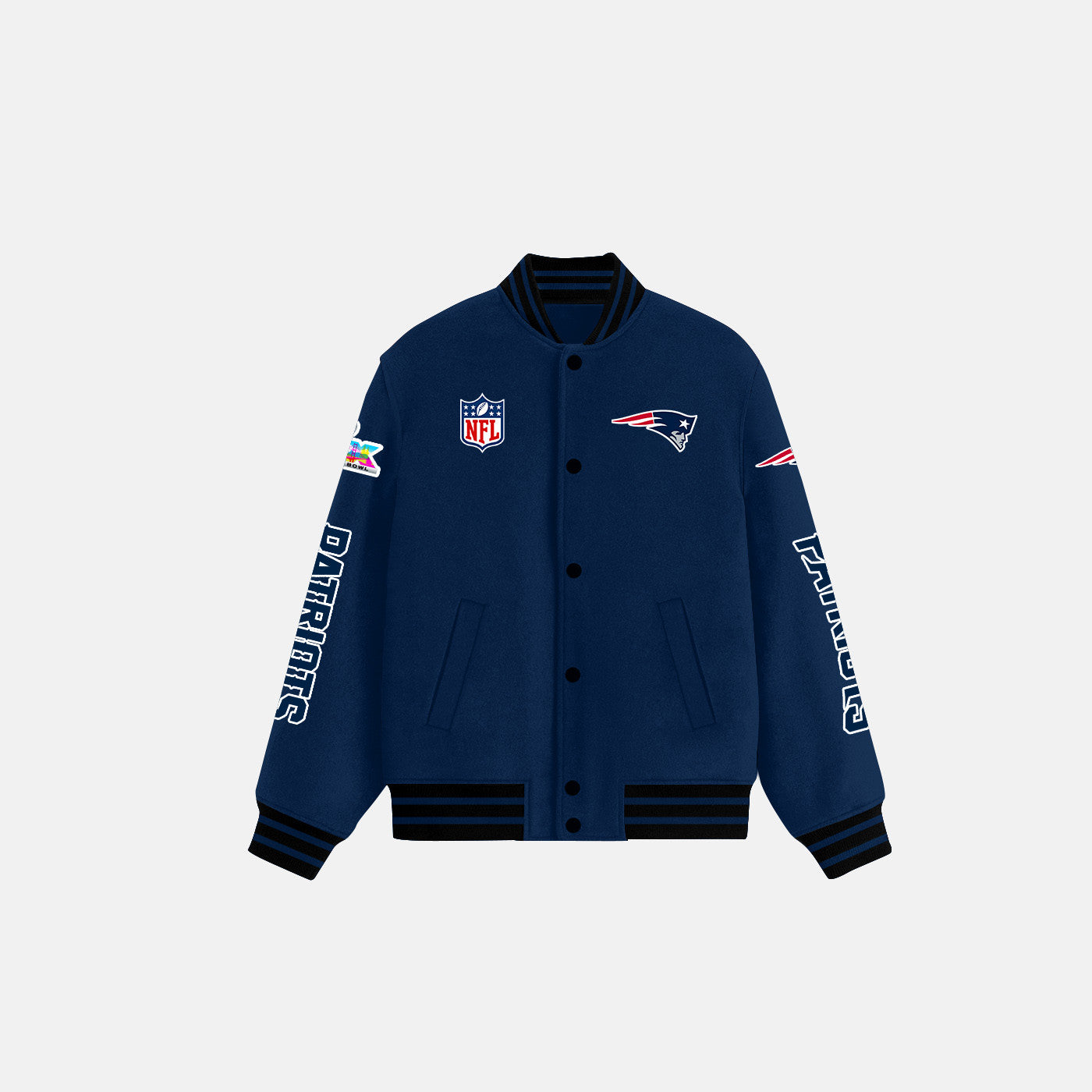 New England Patriots Varsity Jacket – Fully Embroidered Logos, Fan Edition