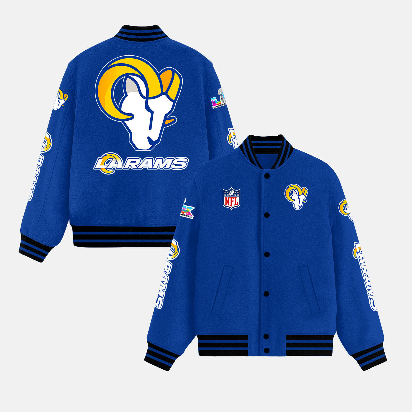 Los Angeles Rams Varsity Jacket – Fully Embroidered Logos, Fan Edition
