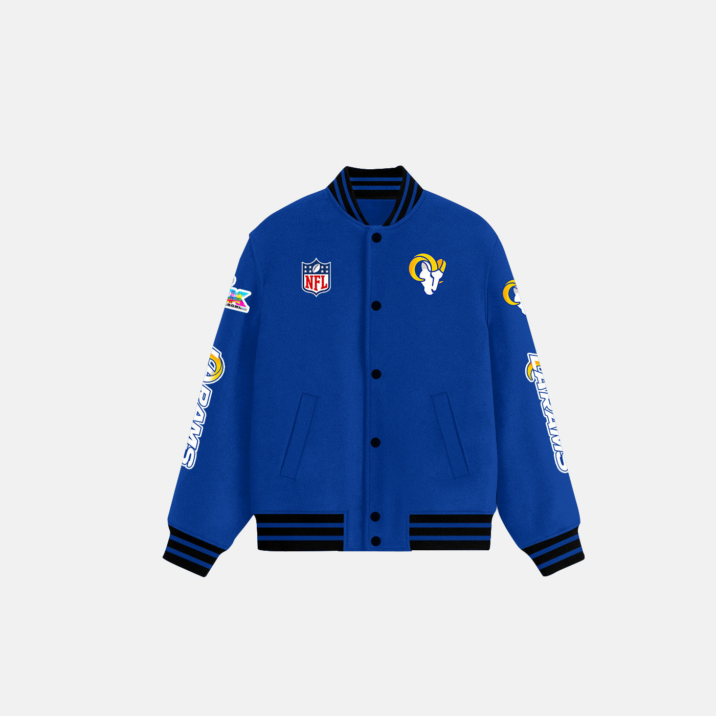 Los Angeles Rams Varsity Jacket – Fully Embroidered Logos, Fan Edition