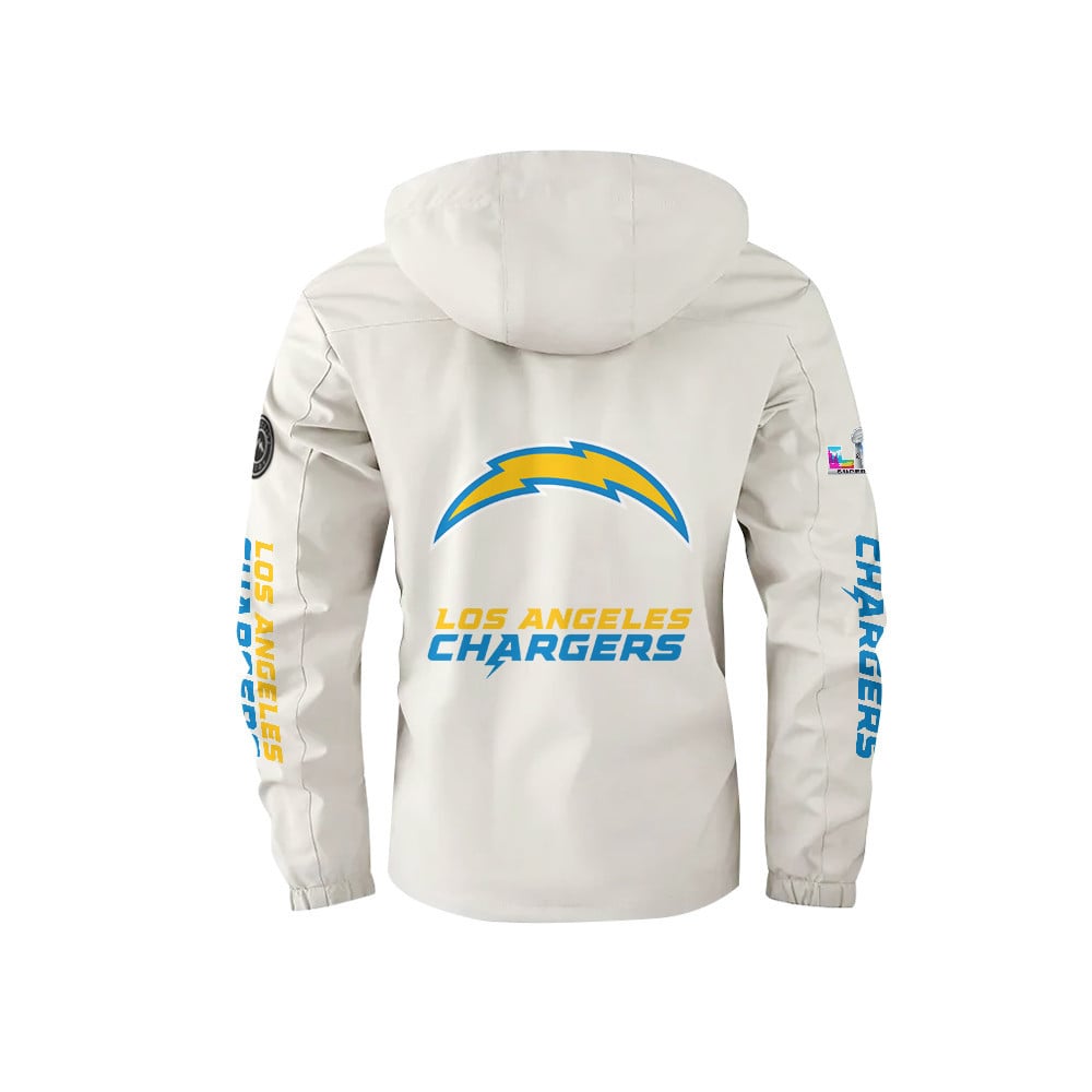 Los Angeles Chargers 2026 Super Bowl LX White Parka Coat – Printed Logos