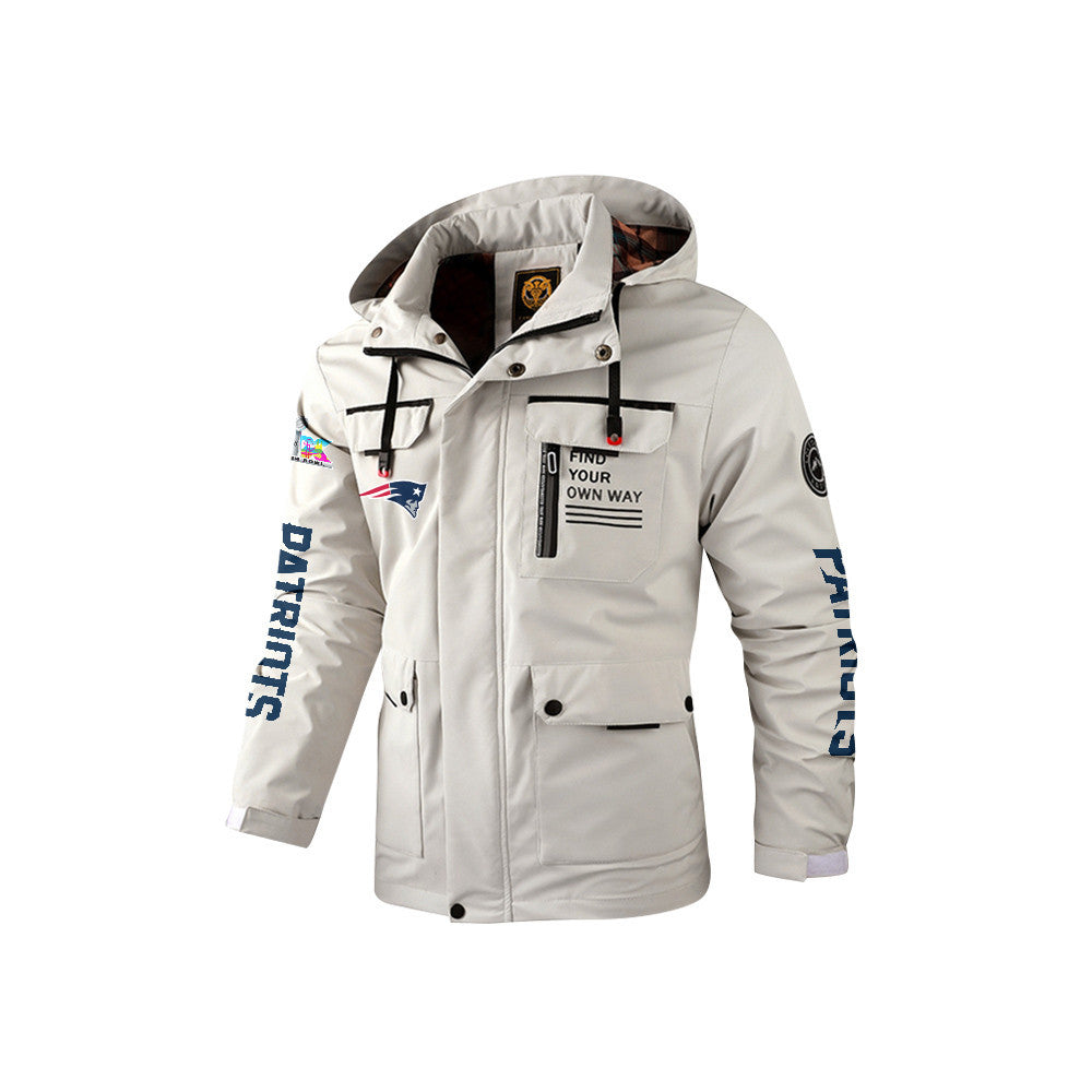 New England Patriots 2026 Super Bowl LX White Parka Coat – Printed Logos