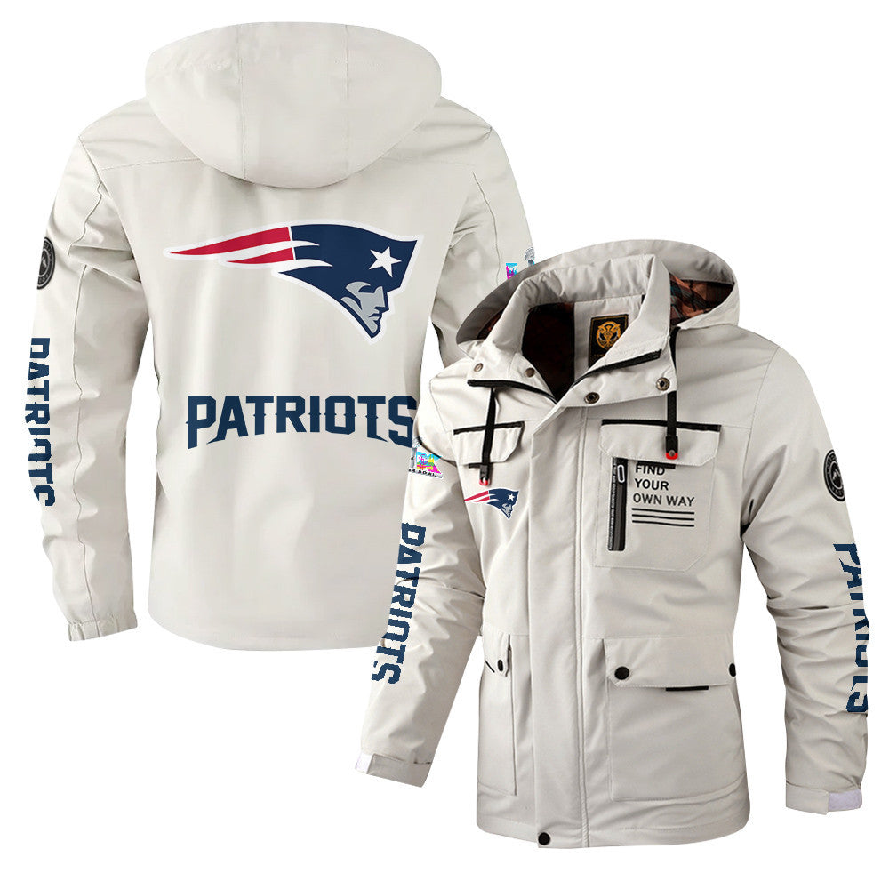 New England Patriots 2026 Super Bowl LX White Parka Coat – Printed Logos