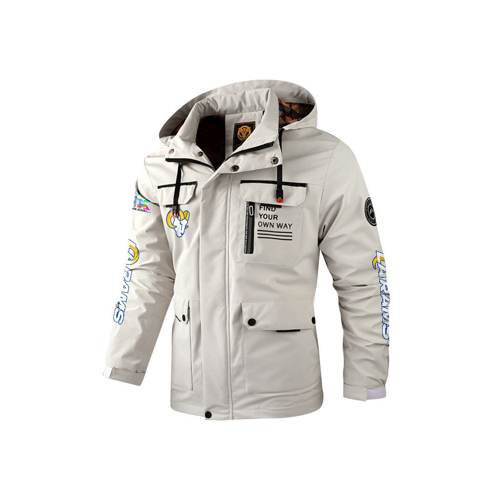 Los Angeles Rams 2026 Super Bowl LX White Parka Coat – Printed Logos