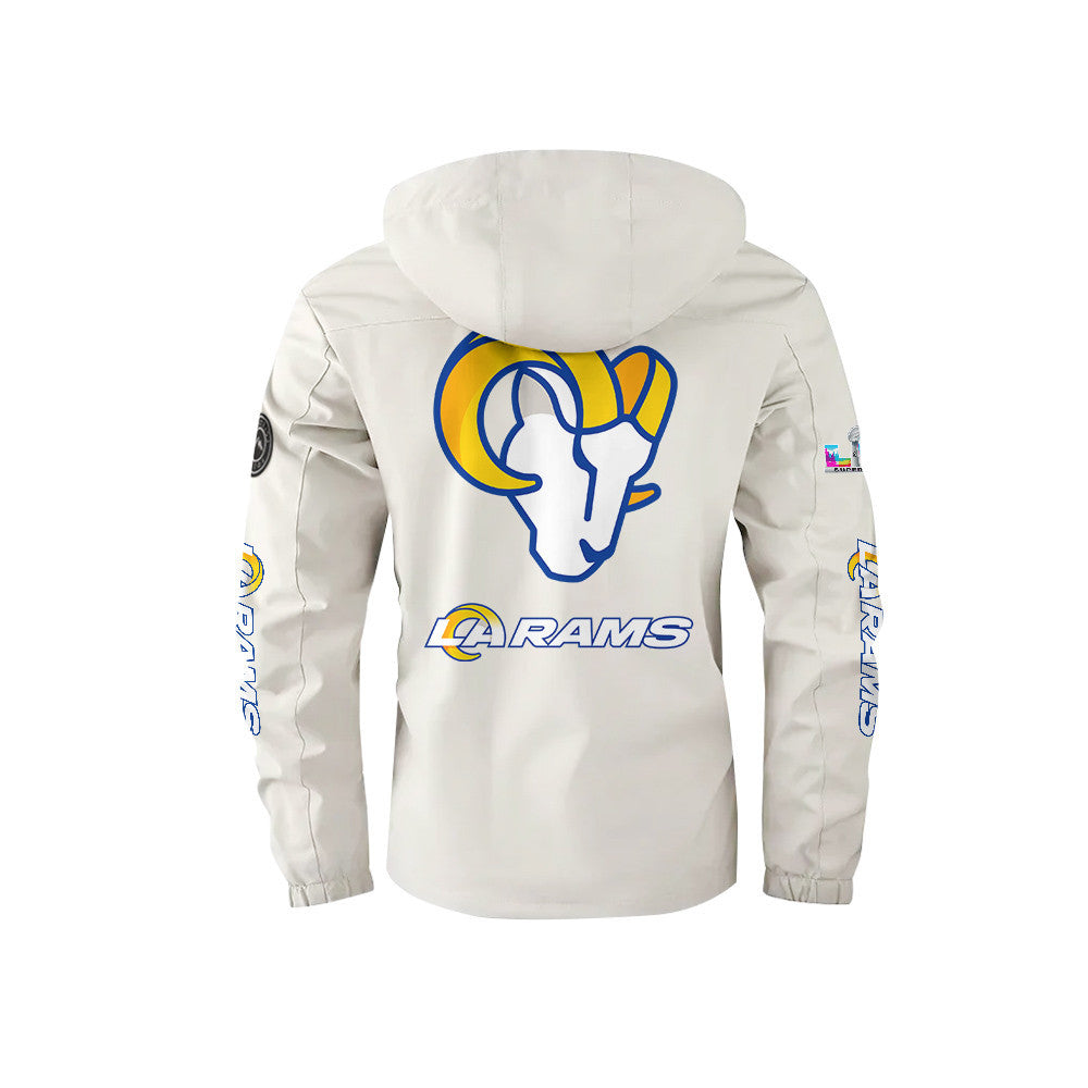 Los Angeles Rams 2026 Super Bowl LX White Parka Coat – Printed Logos