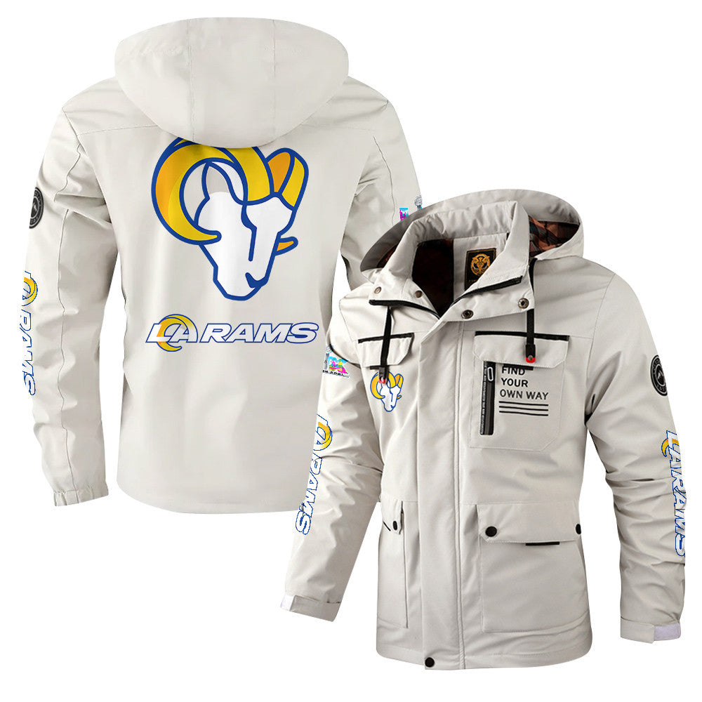Los Angeles Rams 2026 Super Bowl LX White Parka Coat – Printed Logos