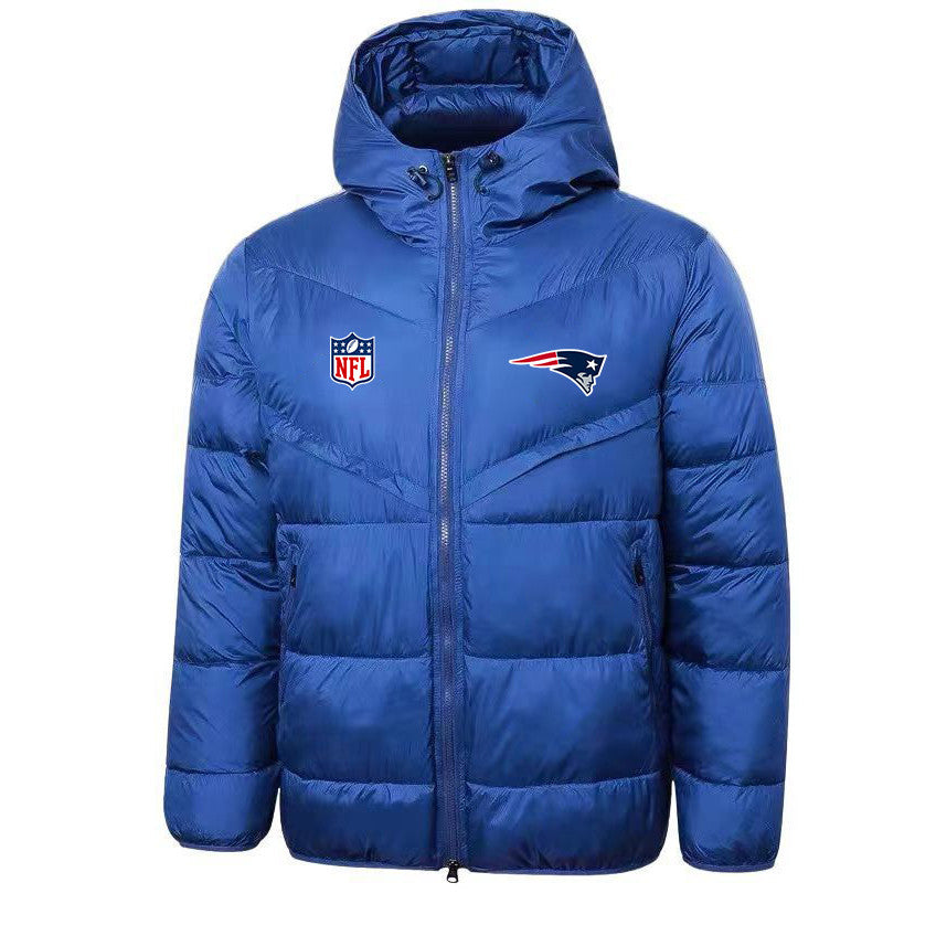 New England Patriots Blue Quilt Jacket - Heat-Printed Logos