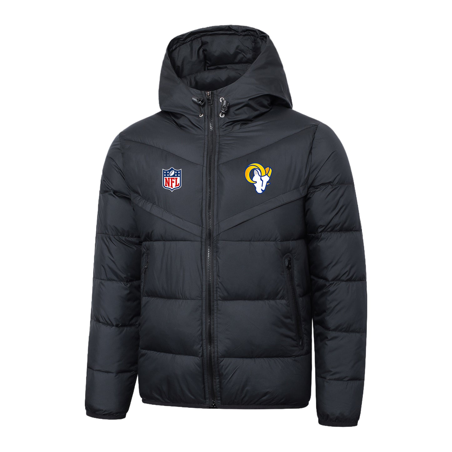 Los Angeles Rams Black Quilt Down Jacket - Heat-Printed Logos