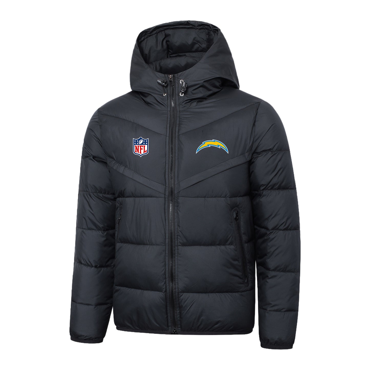 Los Angeles Chargers Black Quilt Down Jacket - Heat-Printed Logos