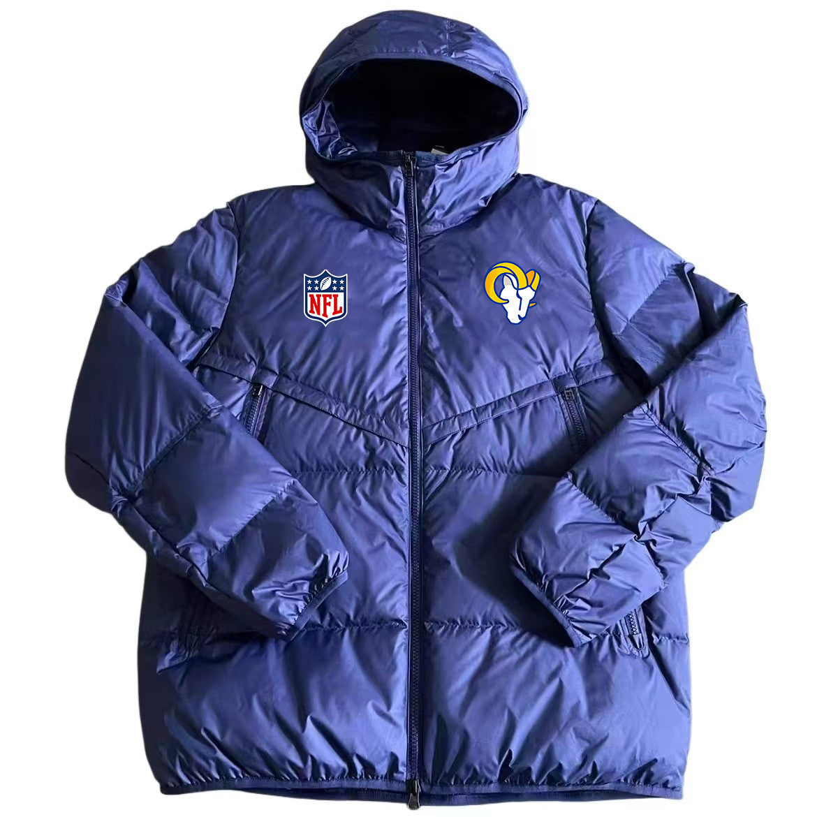Los Angeles Rams Navy Blue Quilt Down Jacket - Heat-Printed Logos