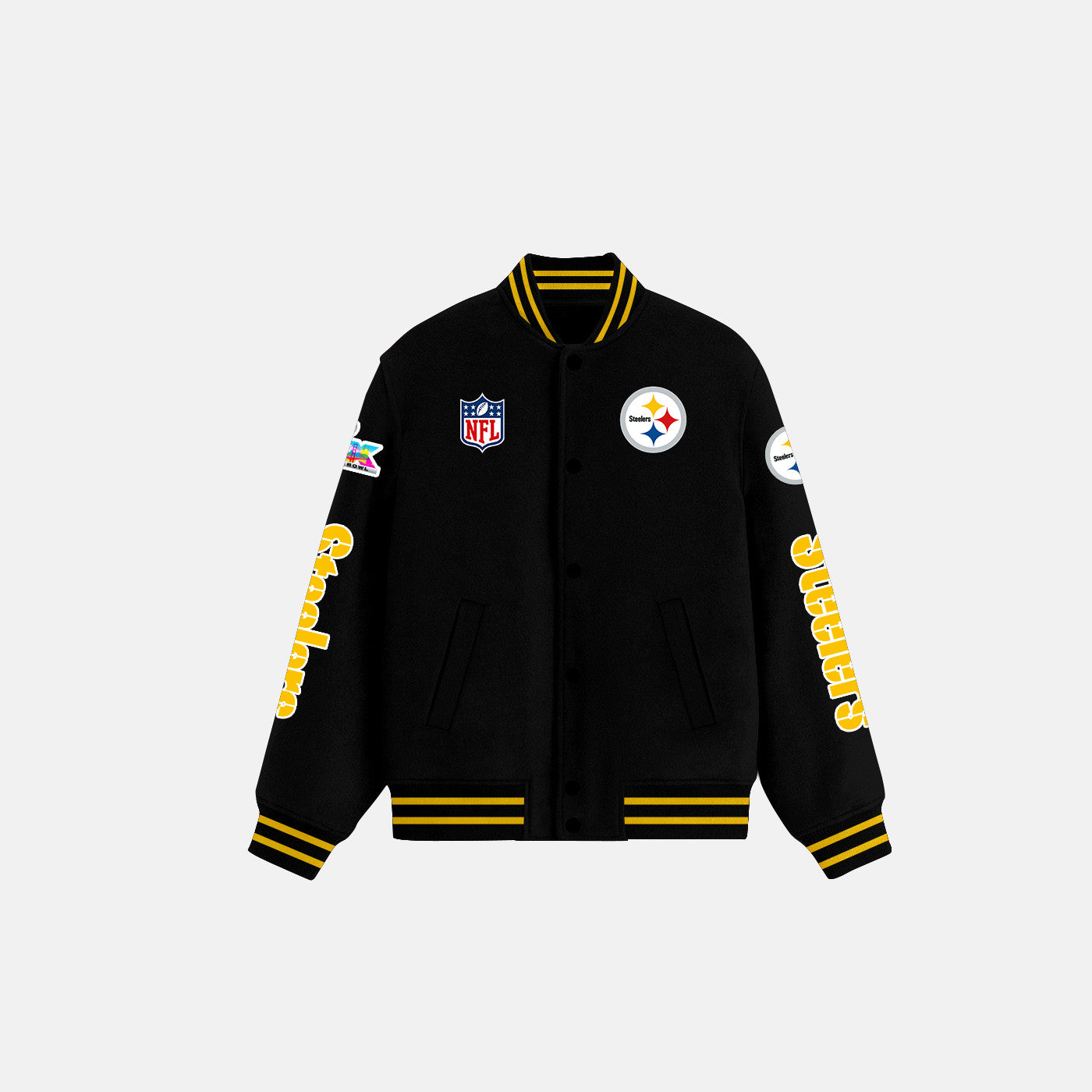Pittsburgh Steelers Varsity Jacket – Fully Embroidered Logos, Fan Edition