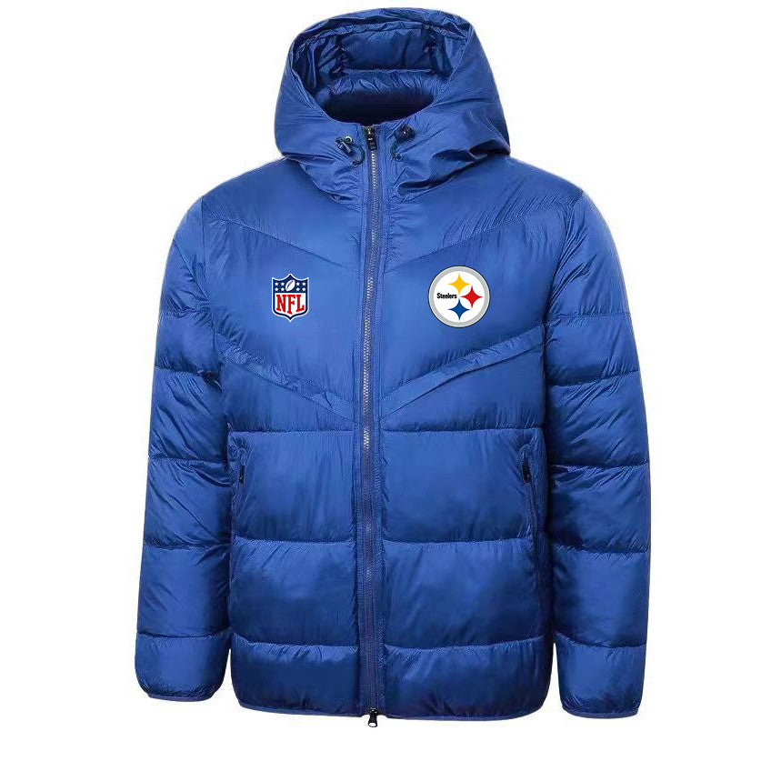 Pittsburgh Steelers Blue Quilt Jacket - Heat-Printed Logos