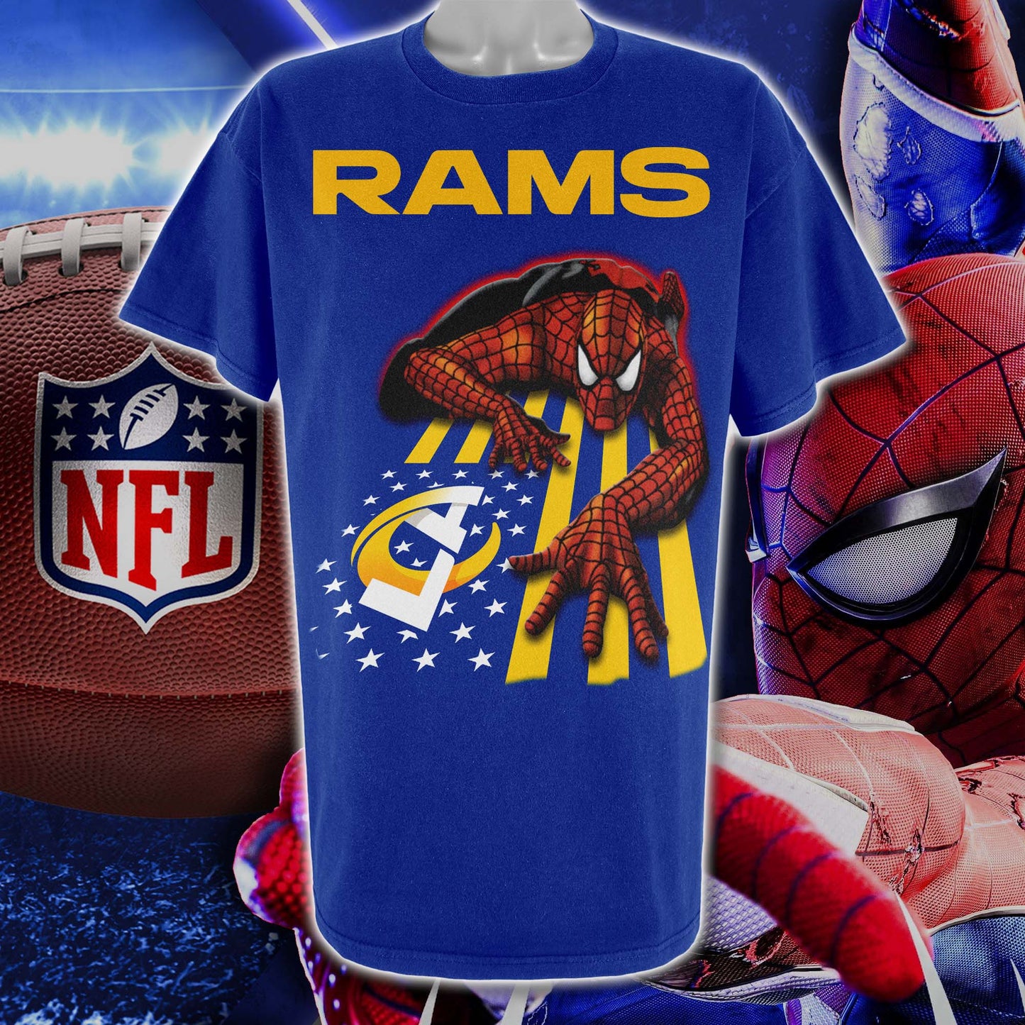 Los Angeles Rams & Spiderman America Flag T-Shirt
