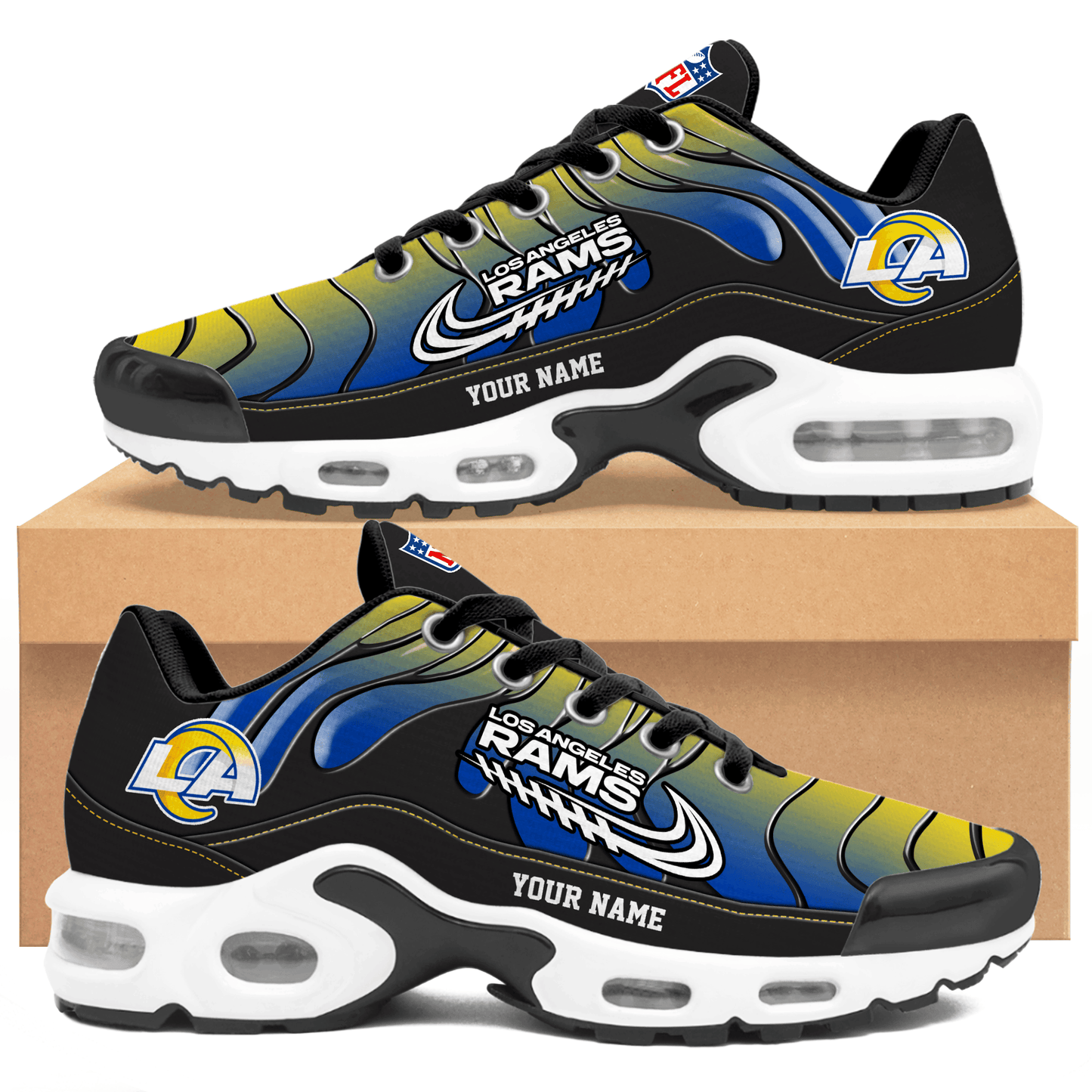 Los Angeles Rams Ombre Limited Edition Custom Name Air Max Shoes Sneakers For Men And Women