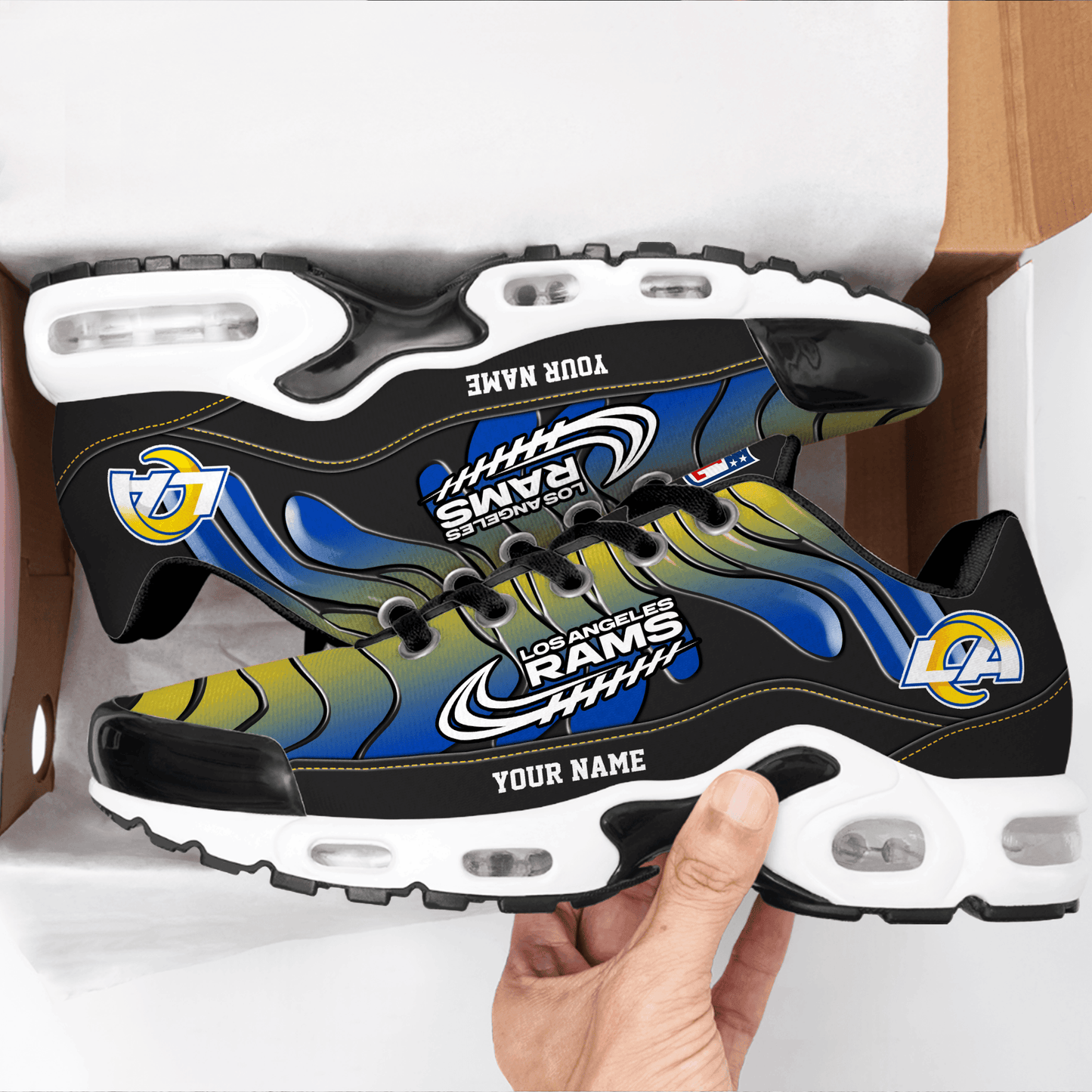 Los Angeles Rams Ombre Limited Edition Custom Name Air Max Shoes Sneakers For Men And Women