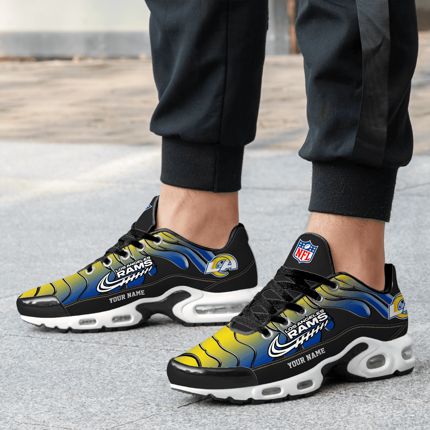 Los Angeles Rams Ombre Limited Edition Custom Name Air Max Shoes Sneakers For Men And Women