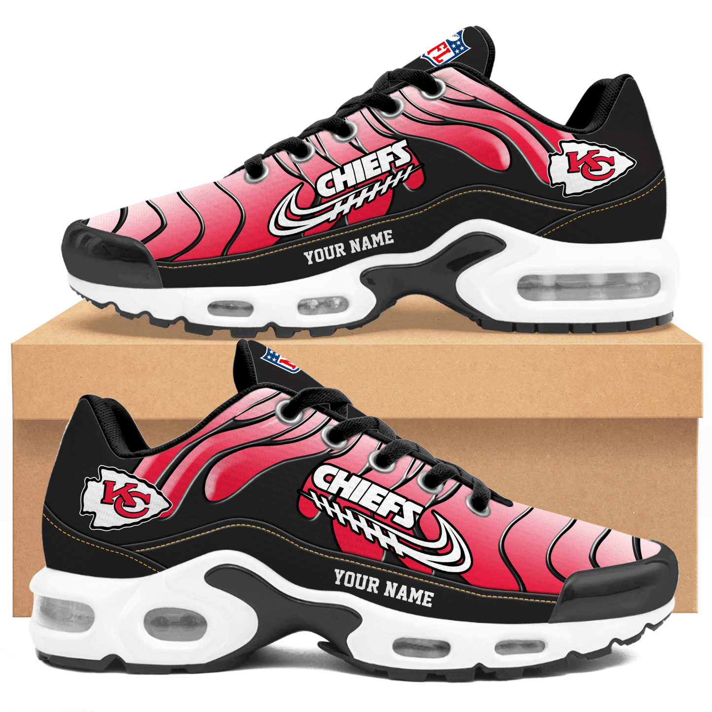 Kansas City Chiefs Ombre Limited Edition Custom Name Air Max Shoes Sneakers For Men And Women