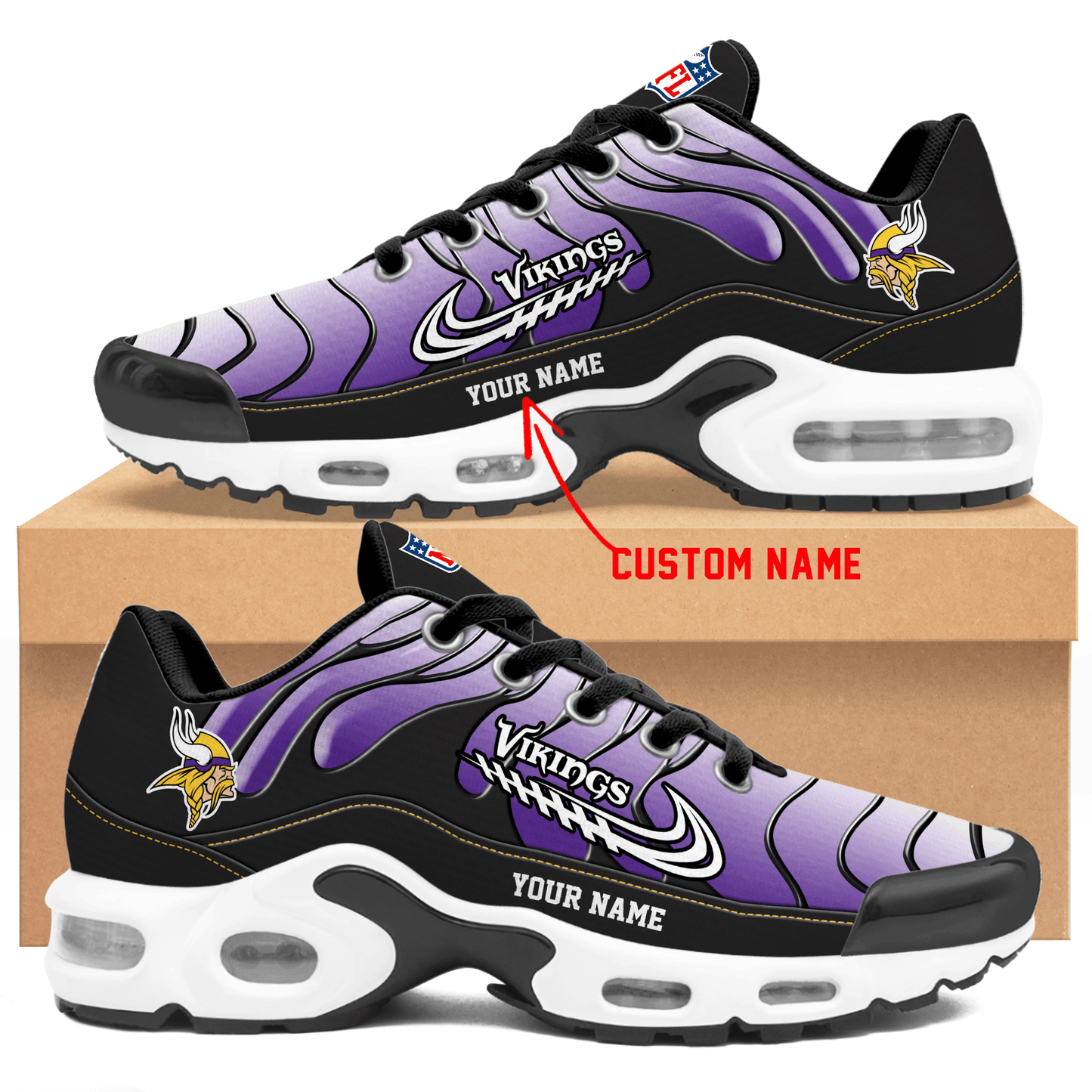 Minnesota Vikings Ombre Limited Edition Custom Name Air Max Shoes Sneakers For Men And Women