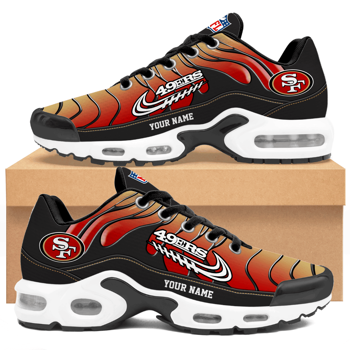 San Francisco 49ers Ombre Limited Edition Custom Name Air Max Shoes Sneakers For Men And Women