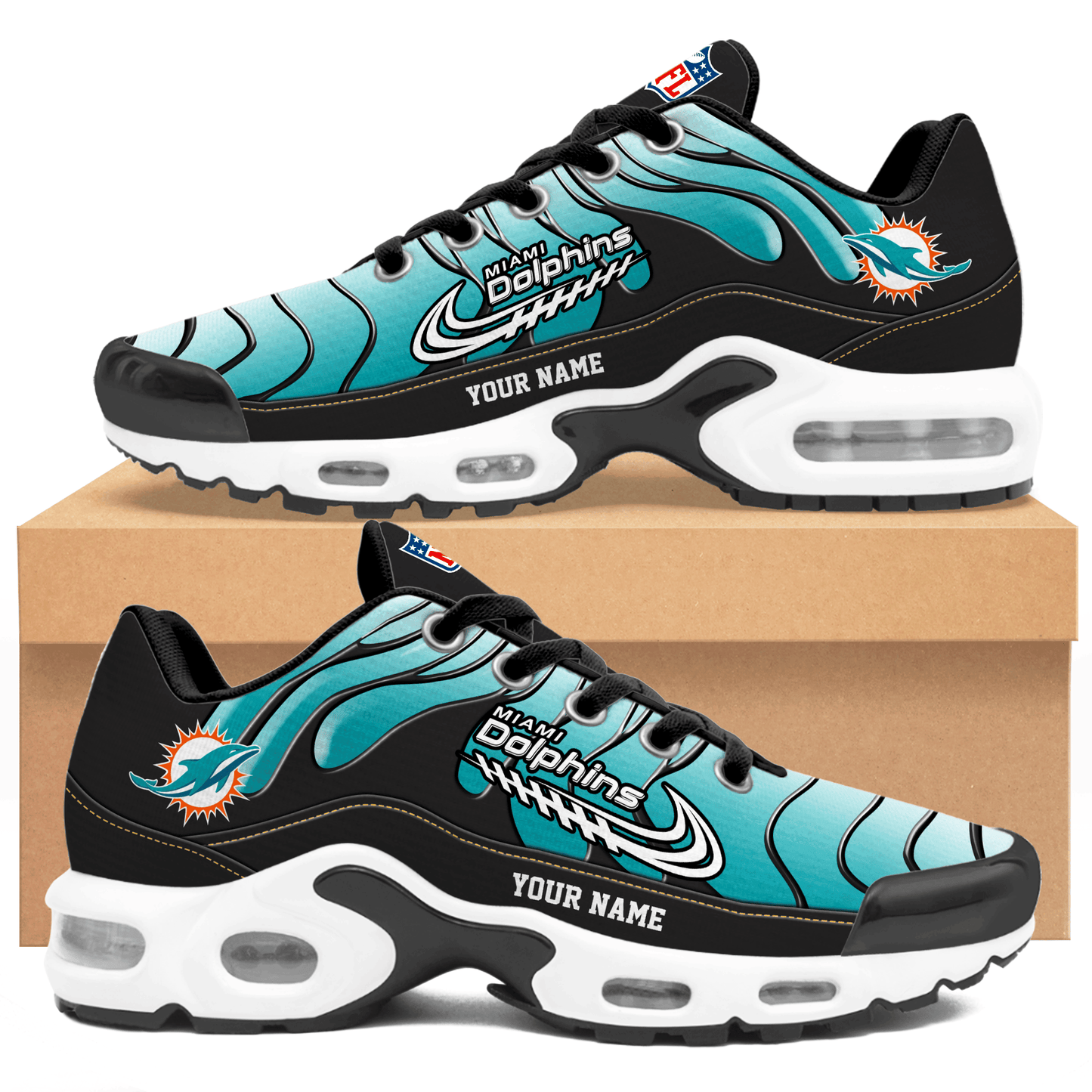 Miami Dolphins Ombre Limited Edition Custom Name Air Max Shoes Sneakers For Men And Women