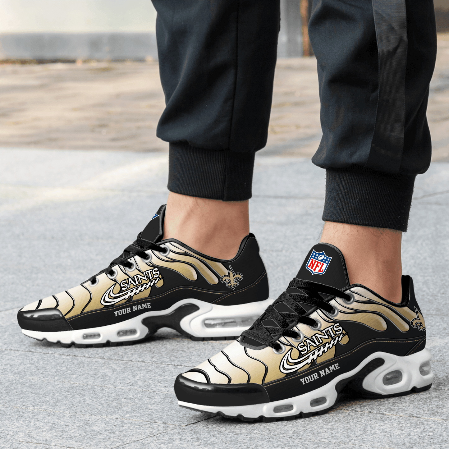 New Orleans Saints Ombre Limited Edition Custom Name Air Max Shoes Sneakers For Men And Women