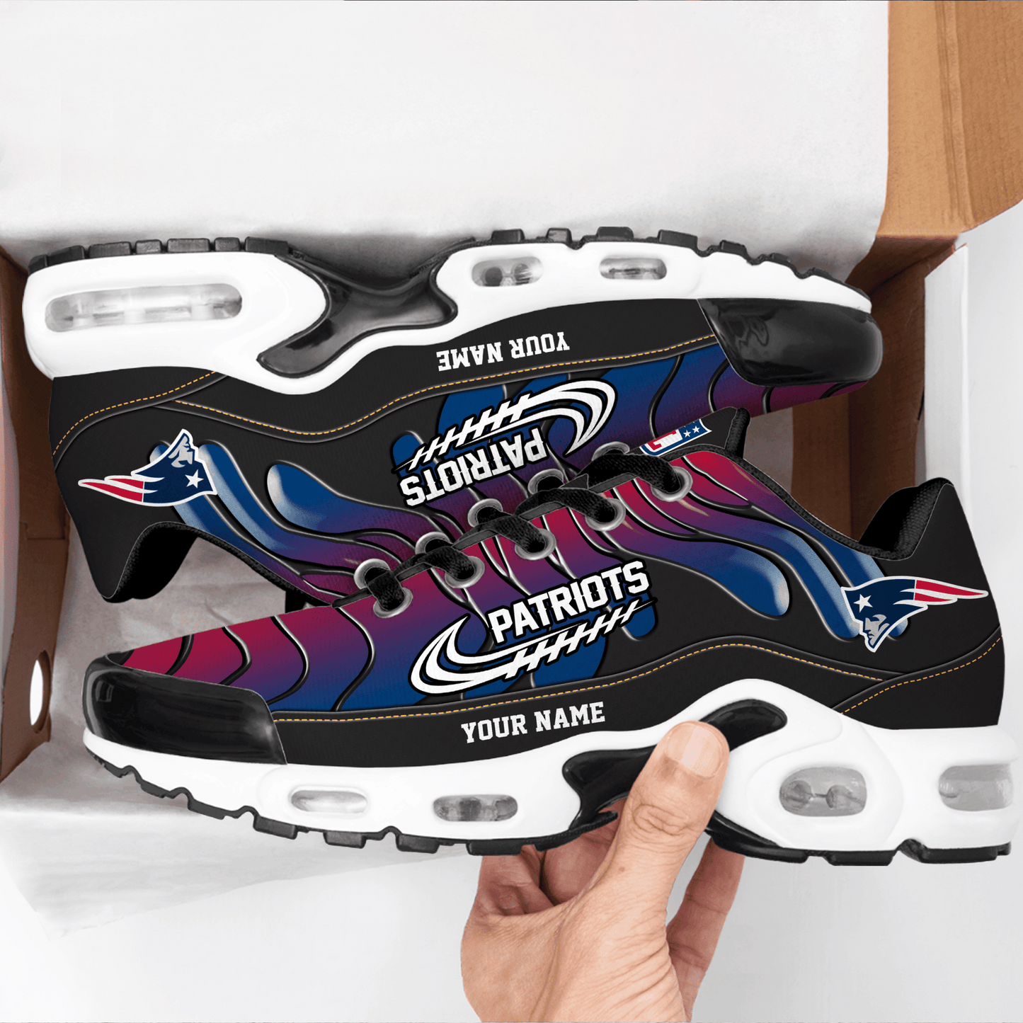 New England Patriots Ombre Limited Edition Custom Name Air Max Shoes Sneakers For Men And Women