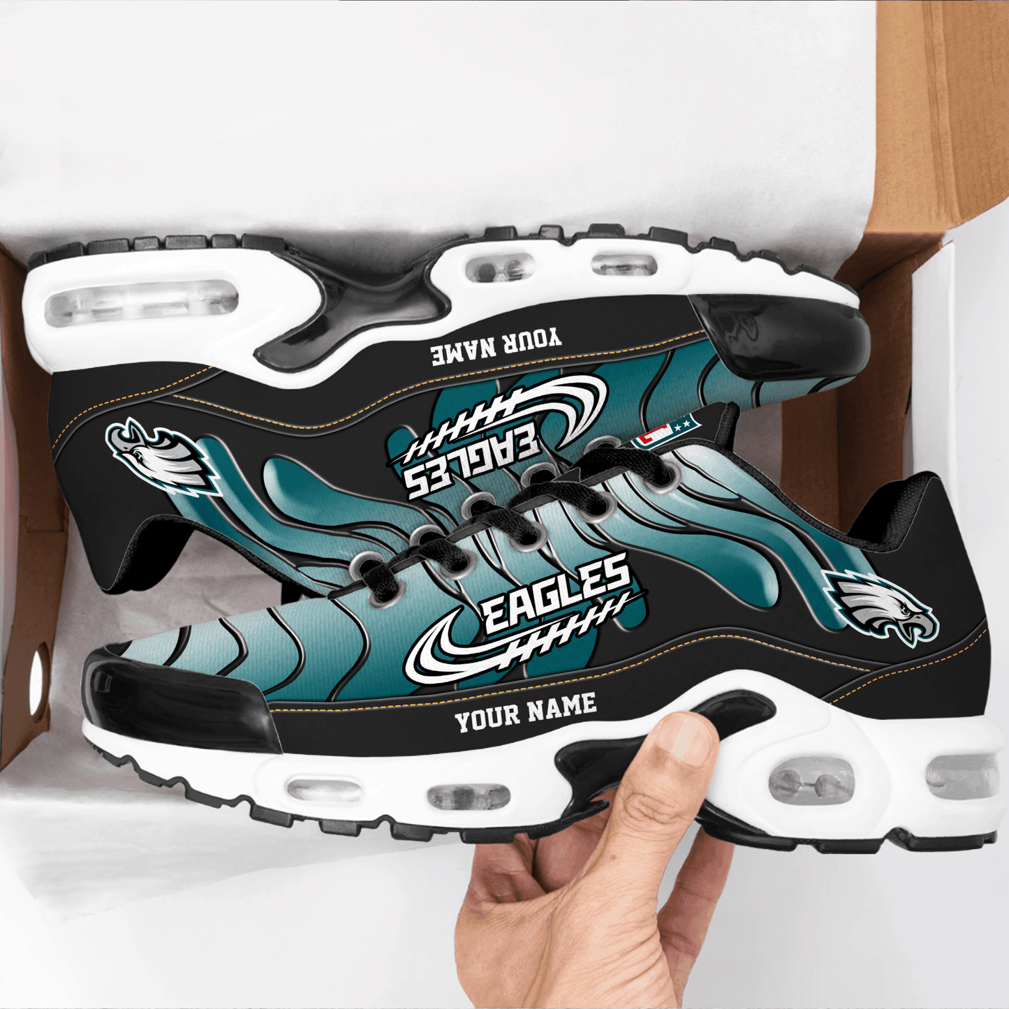 Philadelphia Eagles Ombre Limited Edition Custom Name Air Max Shoes Sneakers For Men And Women