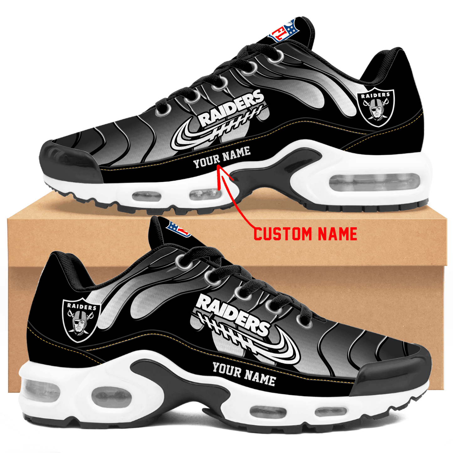 Las Vegas Raiders Ombre Limited Edition Custom Name Air Max Shoes Sneakers For Men And Women
