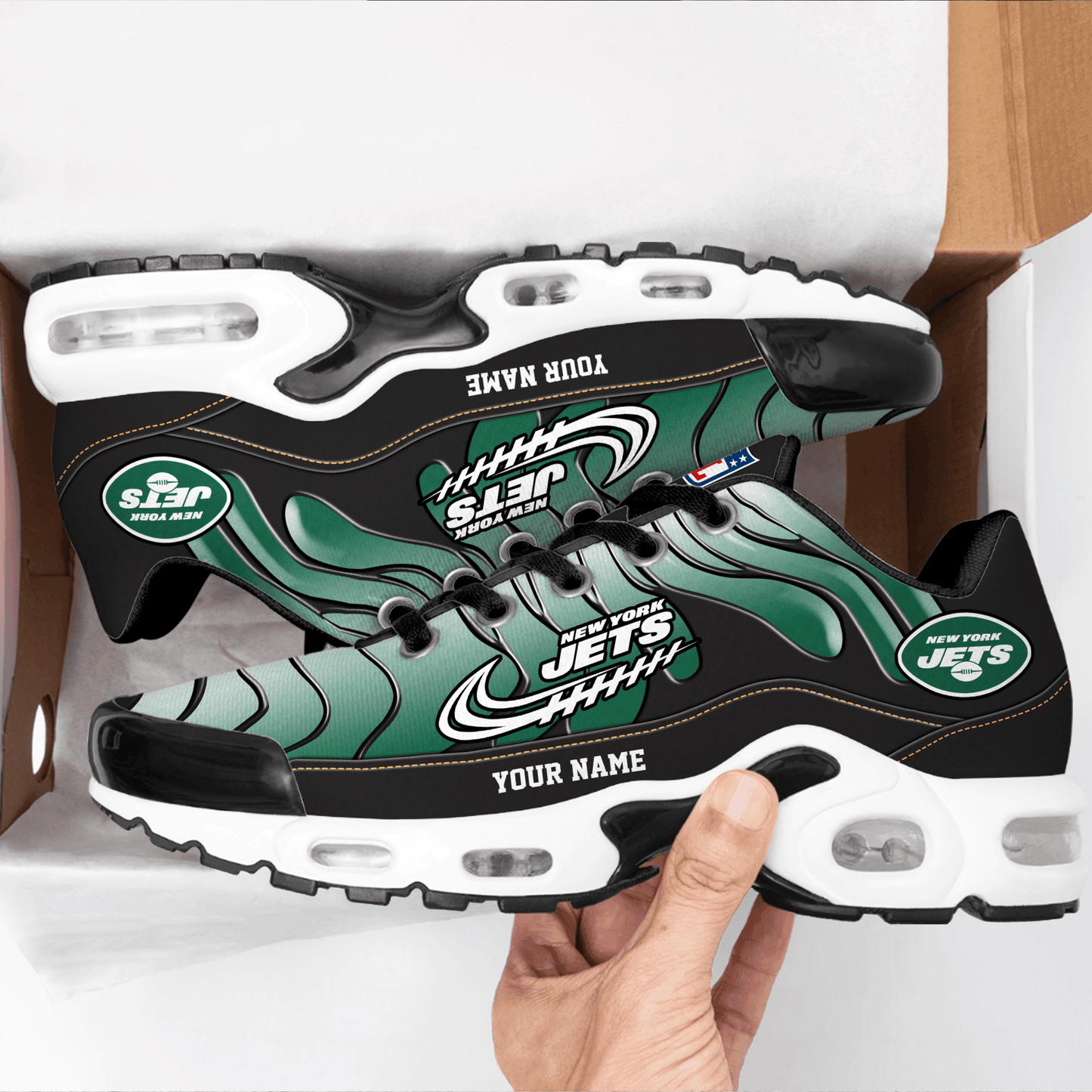 New York Jets Ombre Limited Edition Custom Name Air Max Shoes Sneakers For Men And Women