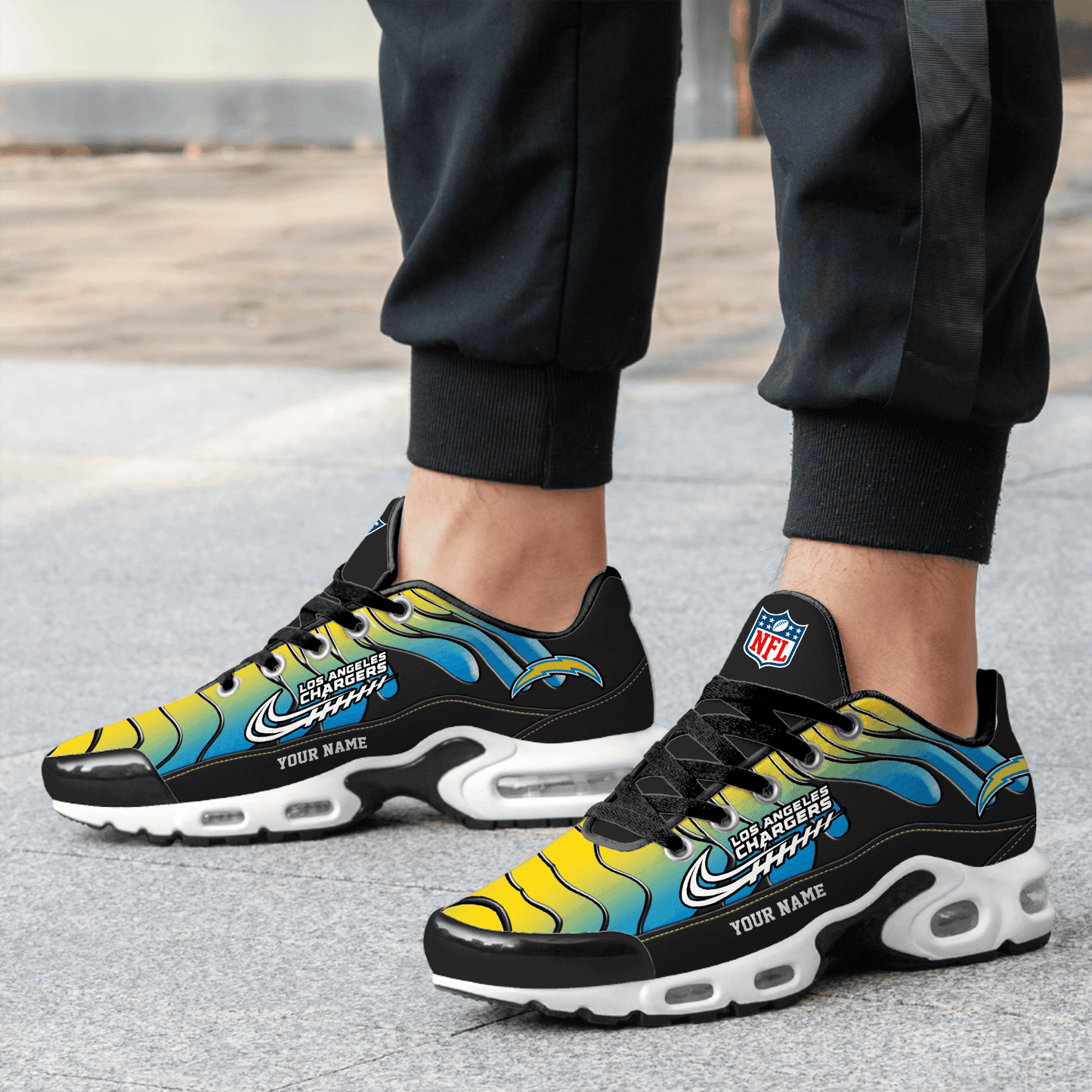 Los Angeles Chargers Ombre Limited Edition Custom Name Air Max Shoes Sneakers For Men And Women