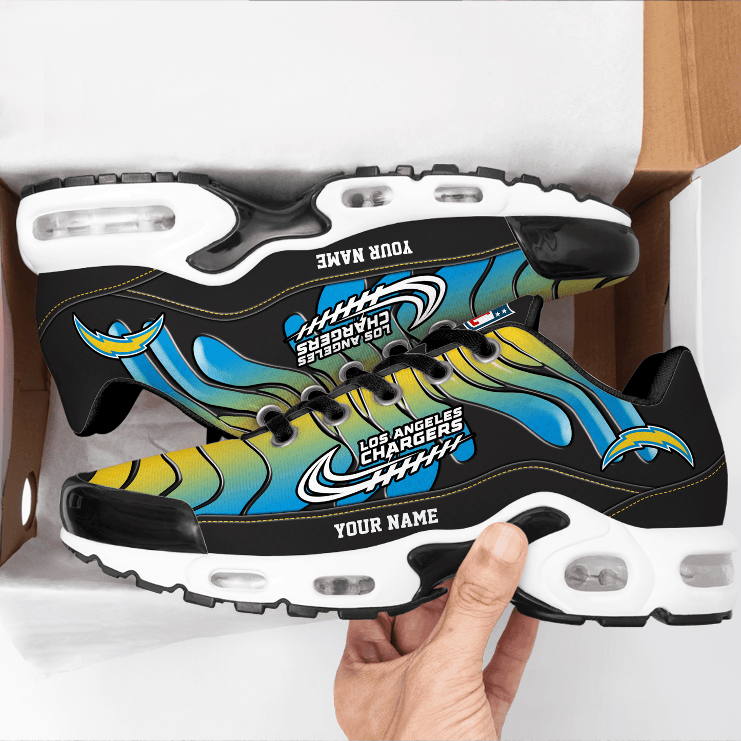 Los Angeles Chargers Ombre Limited Edition Custom Name Air Max Shoes Sneakers For Men And Women