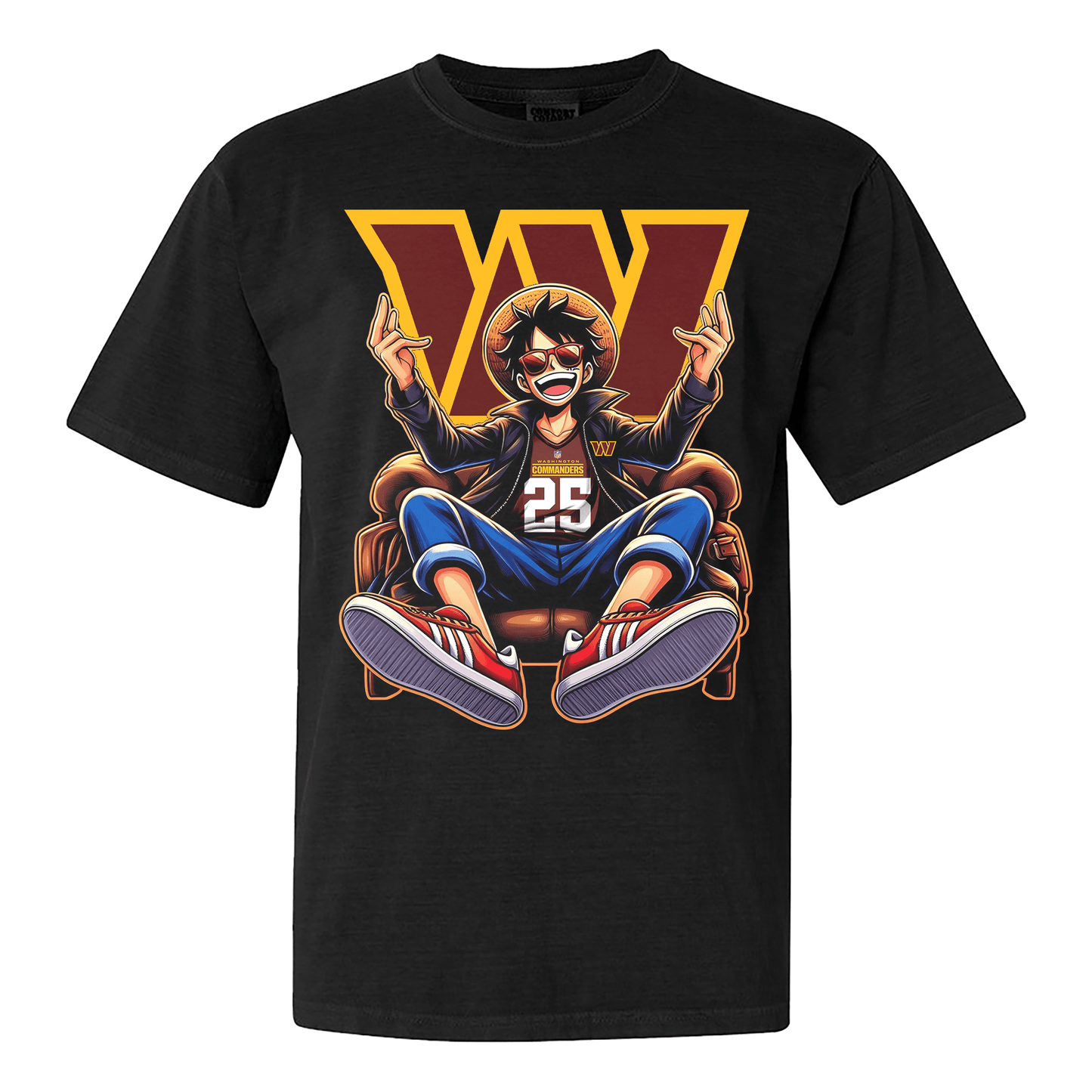 Washington Commanders Luffy T-shirt - Black