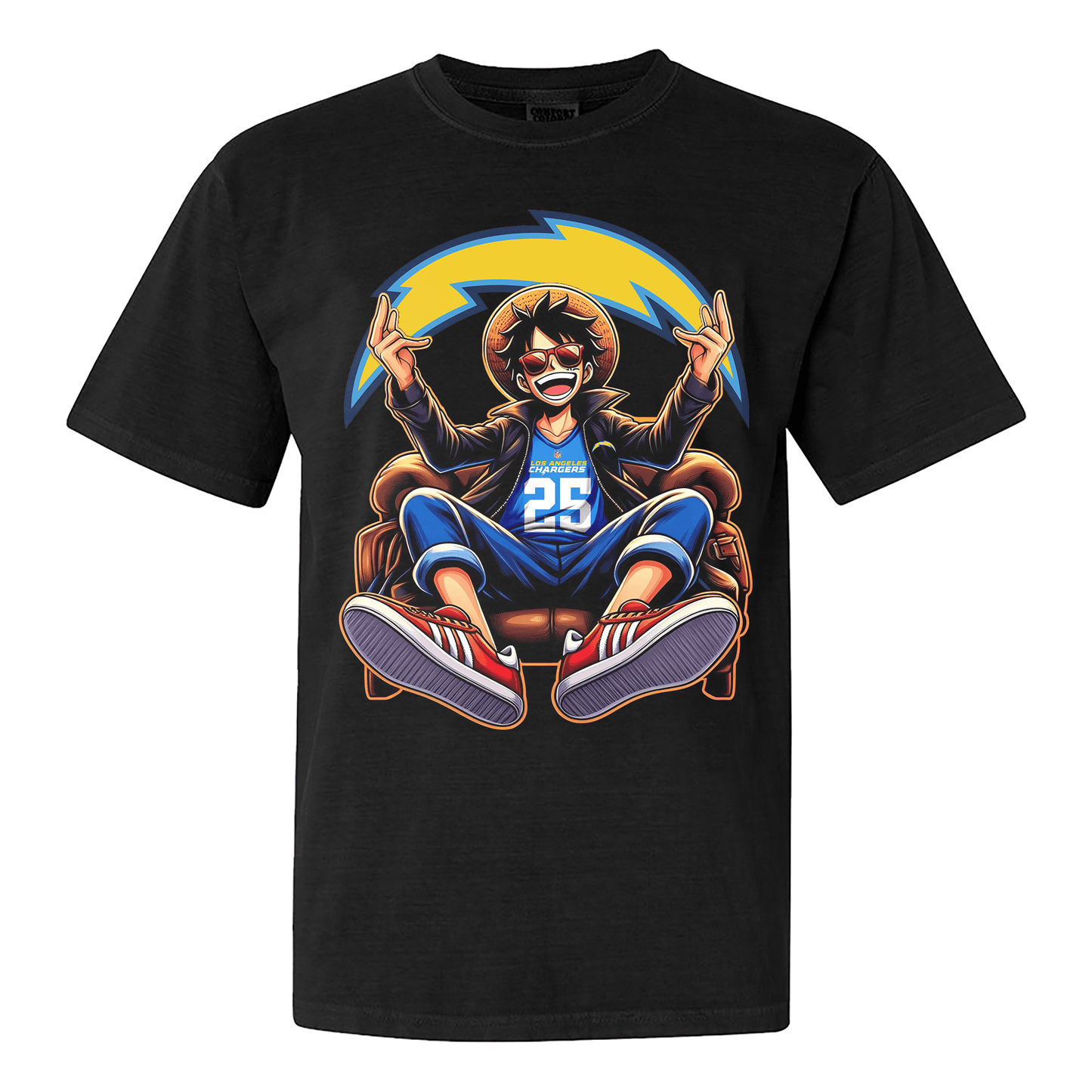 Los Angeles Chargers Luffy T-shirt - Black