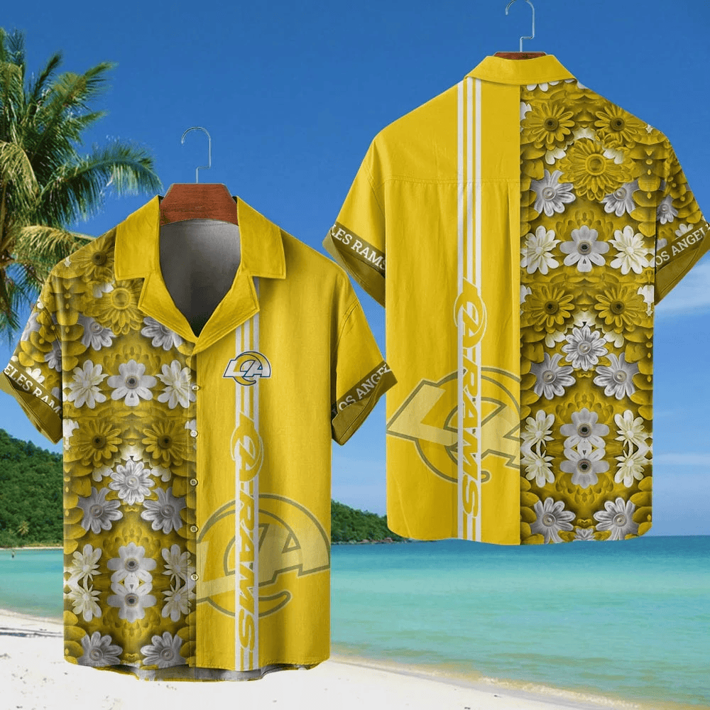 Los Angeles Rams NFL Flower Hawaiian Shirt - Yellow