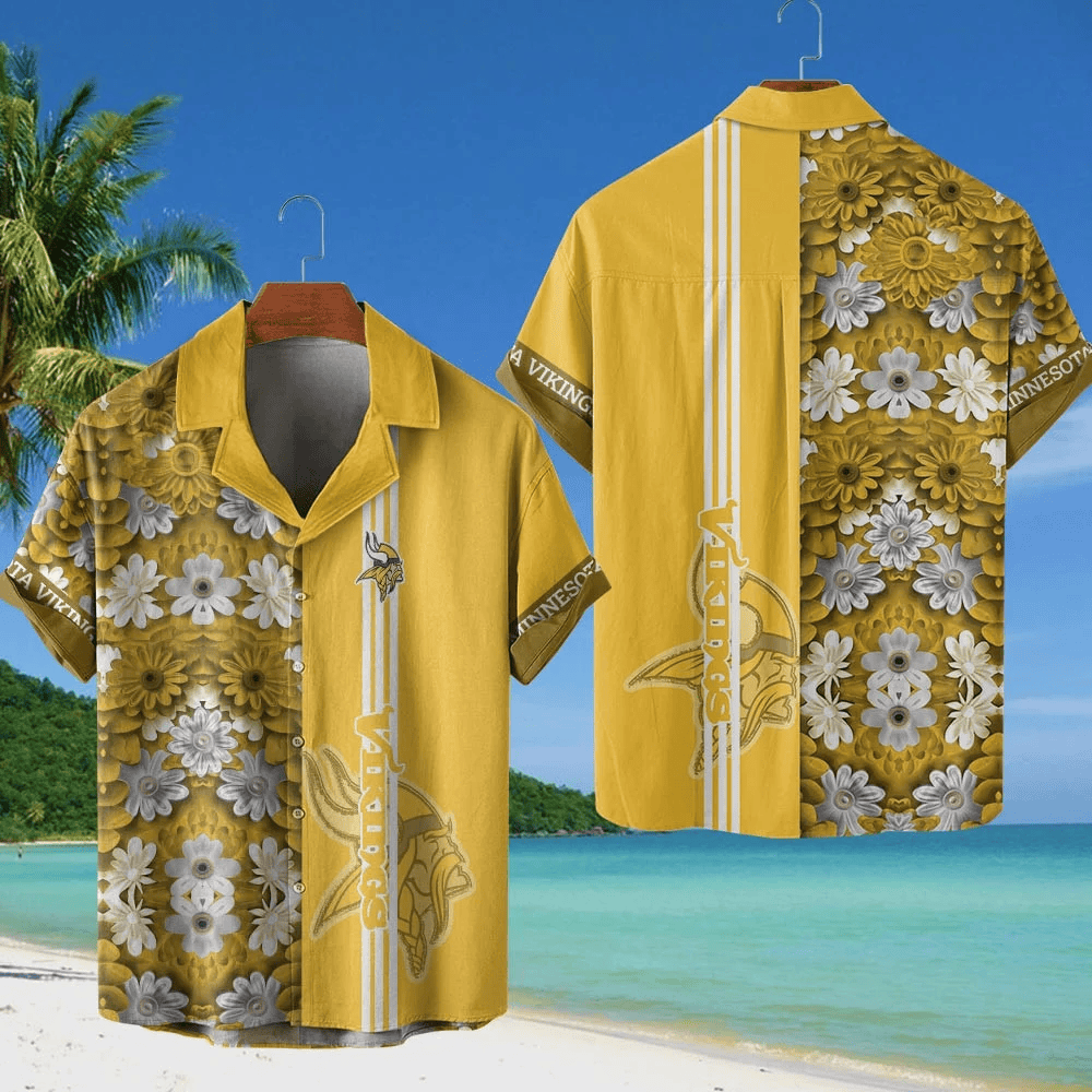 Minnesota Vikings NFL Flower Hawaiian Shirt - Yellow