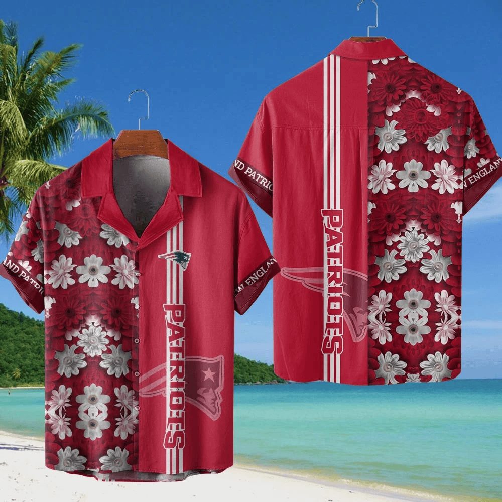 New England Patriots NFL Flower Hawaiian Shirt - Red