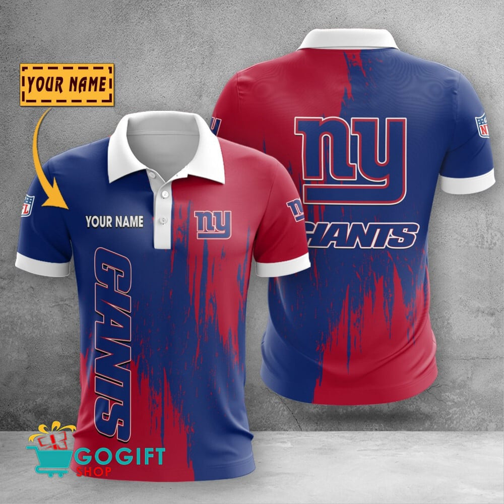 New York Giants Custom Name Scratched Color 3D Printed Polo Shirt